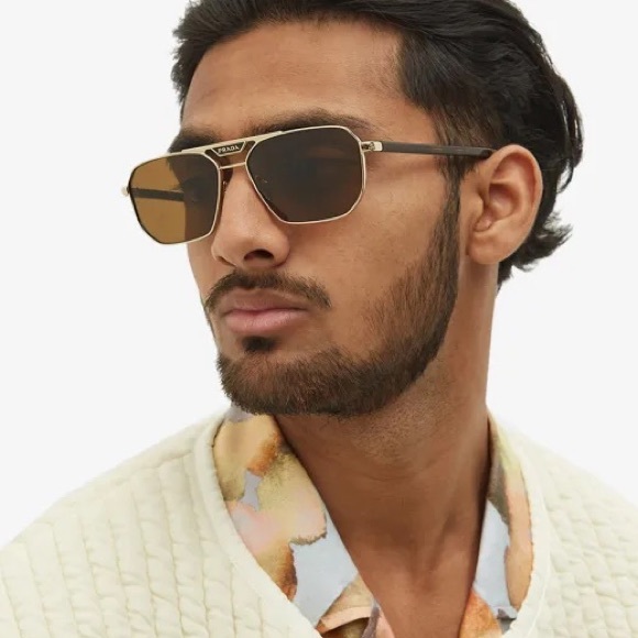 NEW PRADA POLARIZED SUNGLASSES PRADA PR58YS ZVN5Y1 GOLD BROWN EYEWEAR SPR 58Y - Picture 10 of 13